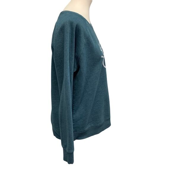 Hand Printed Upcycled Womens Large Snowman Snowflake Just Chill Sweatshirt - Picture 3 of 6